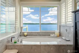 Stunning marble bathtub.