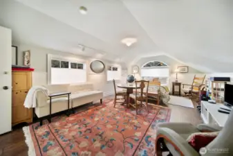 Third bedroom and bathroom form a guest suite with separate exterior entrance and own interior staircase off covered breezeway.