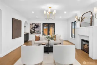 Here's another view looking towards the back yard accessed via gorgeous French doors.