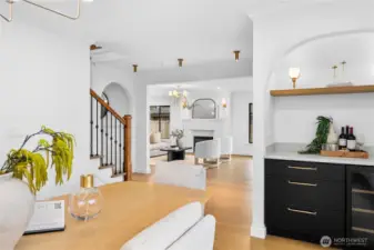 ...this roomy dining space is drenched in natural light...