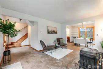 Living Room with wood burning stove.