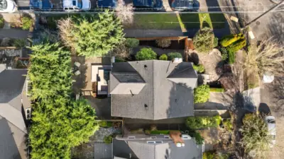 Aerial view of 2301 42nd Ave SW, Seattle - corner lot