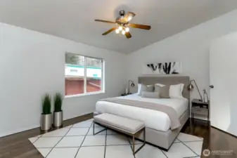 Virtually staged bedroom no. 1 -