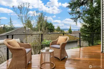 Deck/seating area off French doors on main level