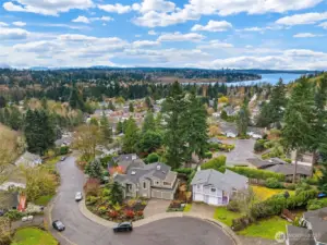 aerial photo of home and cul-de-sac