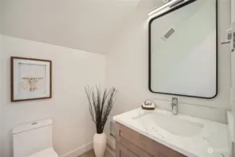 Powder room on main level.