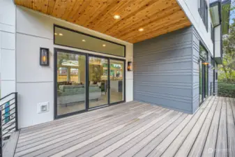 Covered deck off living room.