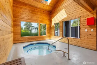 Enjoy relaxing in the  warm community hot tub