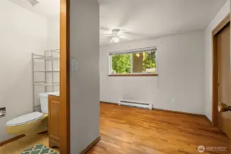 Primary bedroom with attached 3/4 bathroom.