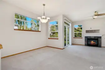 Open great room and gas fireplace