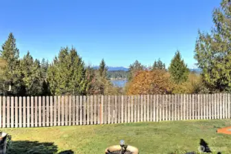 The view of the water and mountains from the back yard. Ask the LA about ideas on how to improve it!