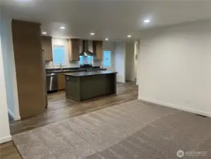 View from the living room to the kitchen.