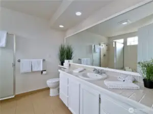 another primary bathroom with shower and tub