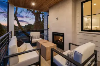 Seating area with gas fireplace