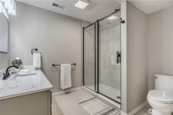 Full bathroom in basement.