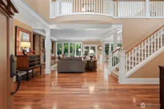 Walk into gorgeous Brazilian Teak hardwood floors and territorial views looking out back.