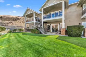 Lush lawn and mature landscaping