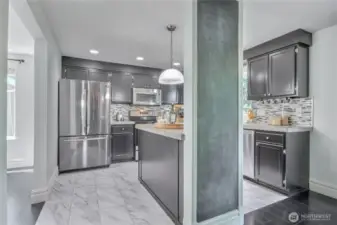 Kitchen with chalk wall