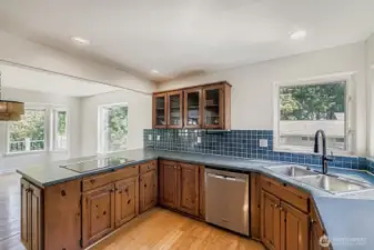 Full kitchen with stainless steel appliances