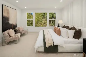 Designer primary suite with five-piece bath & heated floors