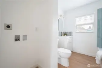 Laundry hookups in bathroom