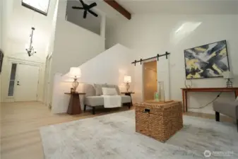 Vaulted ceiling with skylight