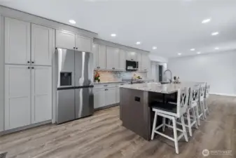 Large "pantry" cabinet with pull outs. Freezer makes TWO kinds of ice!!
