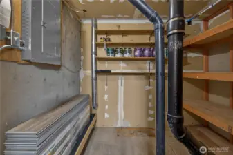 Extra storage room off garage