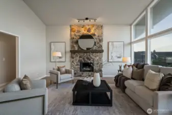 living room with fireplace