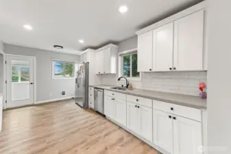 Kitchen with mud room and back door