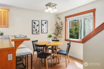 Dining room with south facing windows