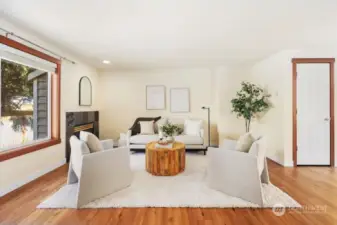 Expansive living room with gas fireplace