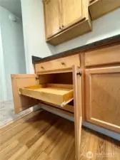 Pull out cabinetry for ease of access.