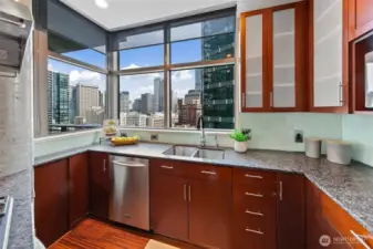 Enjoy city views and great natural light while cooking.