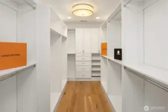 Well designed walk-in closet in primary suite!
