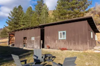 The original shed adds character and provides dry storage.