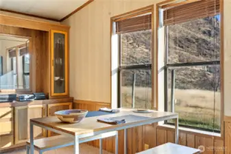 The dining area is perfectly situated for morning sun and daylong views.