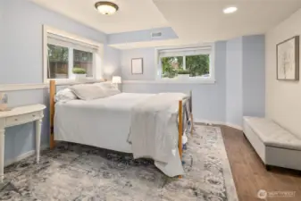 Large bedroom in the fully finished basement including walk in closet.