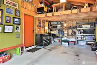 The garage has heavy duty loft storage.