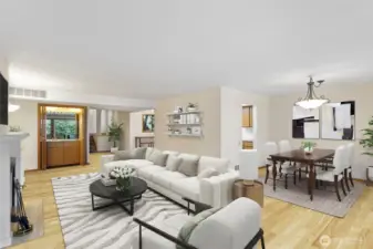 Open concept with living and formal dining rooms. Virtually staged.