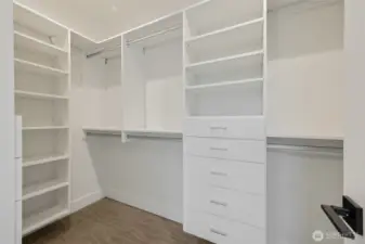 California Closet built-in system in the walk-in closet.