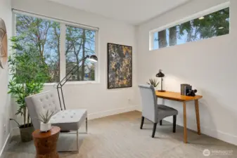 The 3rd bedroom at the back of the house with excellent light but privacy with the high clerestory window.