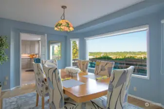Separate dining room overlooking the mountain and Budd Bay Inlet.