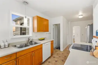 This kitchen lives large, lots of space and storage in here.