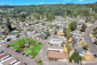 Aerial of the Club house that is available for all to use residents for gatherings, club meetings et.