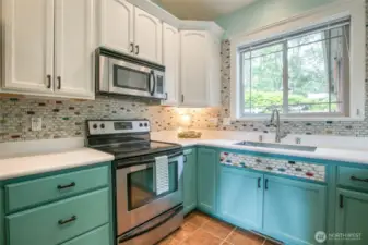 Custom tile work in kitchen