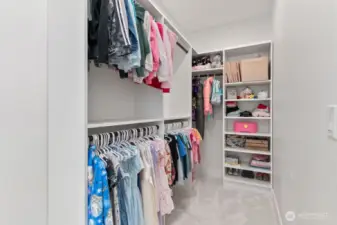 Custom build in closet systems throughout.