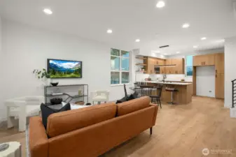 Second level Open Floorplan  Photos are staged model of similar floorplan. Color scheme and layout will differ.