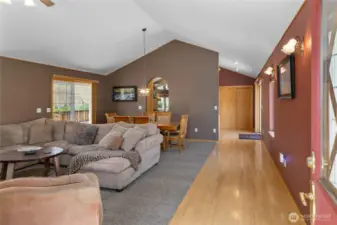 Entry with hardwood that flows along the living and dining room into the kitchen!