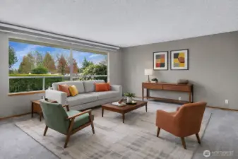 Lots of space in this large living room! Virtually staged.